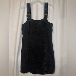 Topshop black overall dress
